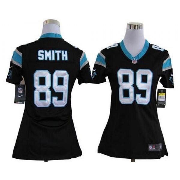 Women's Panthers #89 Steve Smith Black Team Color Stitched NFL Elite Jersey