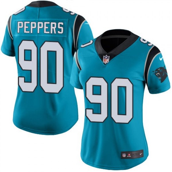 Women's Panthers #90 Julius Peppers Blue Stitched NFL Limited Rush Jersey