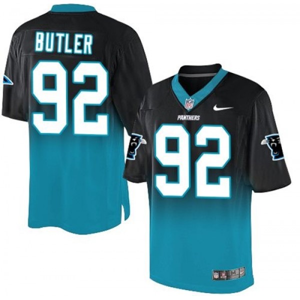 Nike Panthers #92 Vernon Butler Black/Blue Men's Stitched NFL Elite Fadeaway Fashion Jersey