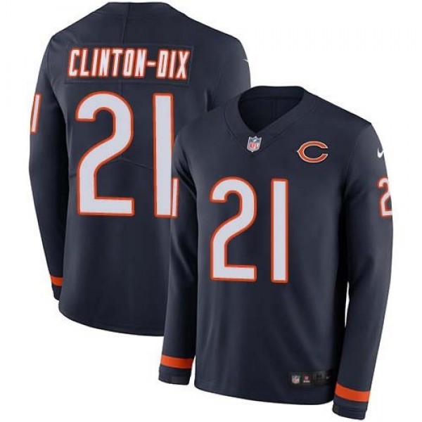 Men's Bears #21 Ha Ha Clinton-Dix Navy Blue Team Color Men's Stitched NFL Limited Therma Long Sleeve Jersey