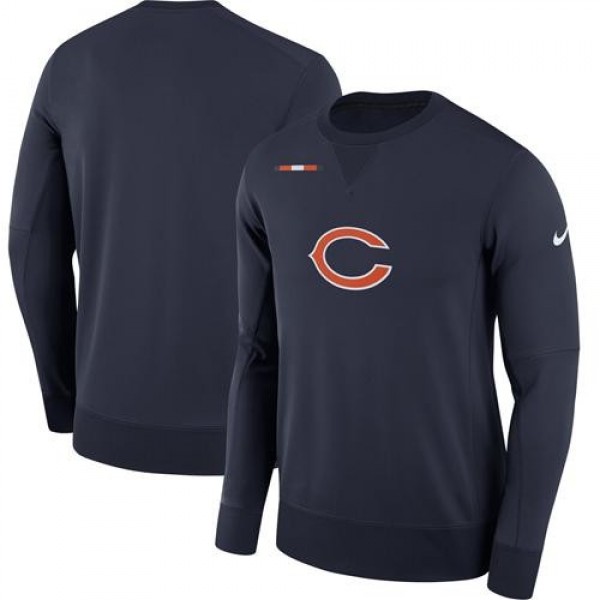 Men's Chicago Bears Nike Navy Sideline Team Logo Performance Sweatshirt