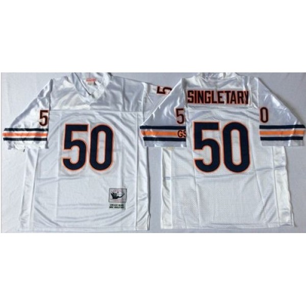 Mitchell&Ness Bears #50 Mike Singletary White Small No. Throwback Stitched NFL Jersey