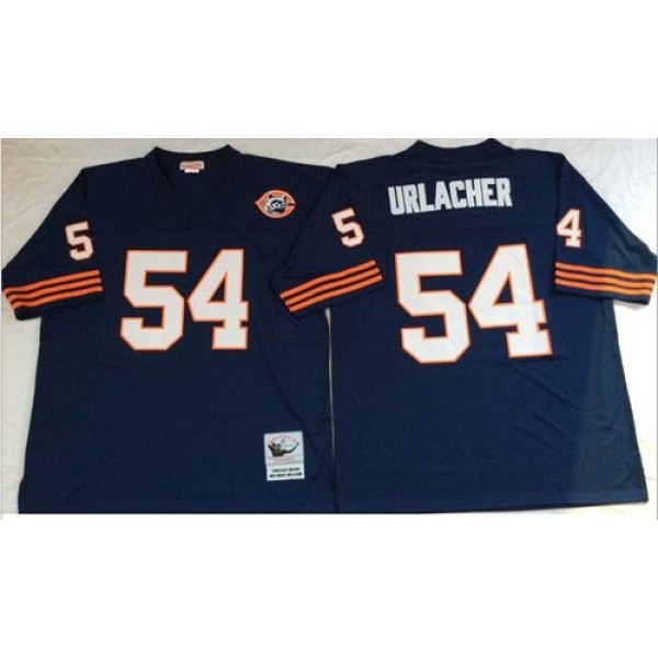 Mitchell&Ness Bears #54 Brian Urlacher Blue Big No. Throwback Stitched NFL Jersey