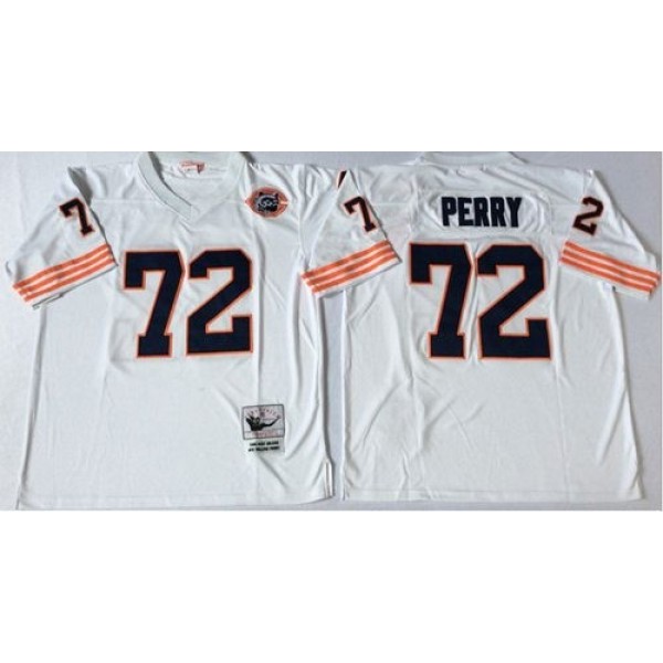 Mitchell&Ness Bears #72 William Perry White Big No. Throwback Stitched NFL Jersey