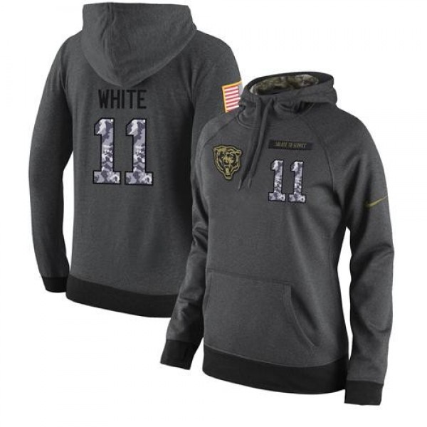 Women's NFL Chicago Bears #11 Kevin White Stitched Black Anthracite Salute to Service Player Hoodie Jersey