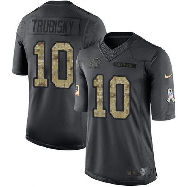 Nike Bears #10 Mitchell Trubisky Black Men's Stitched NFL Limited 2016 Salute to Service Jersey