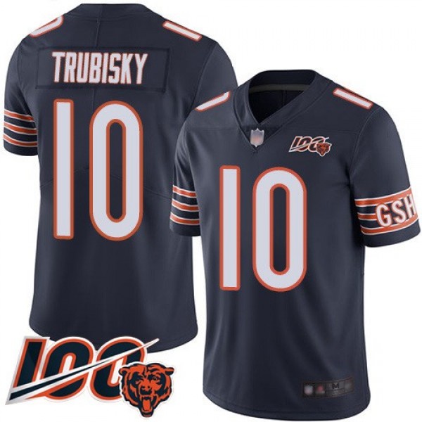 Nike Bears #10 Mitchell Trubisky Navy Blue Team Color Men's Stitched NFL 100th Season Vapor Limited Jersey