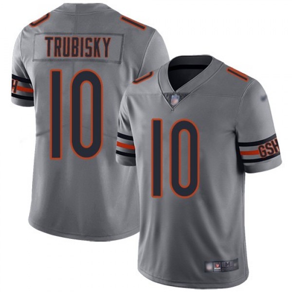 Nike Bears #10 Mitchell Trubisky Silver Men's Stitched NFL Limited Inverted Legend Jersey