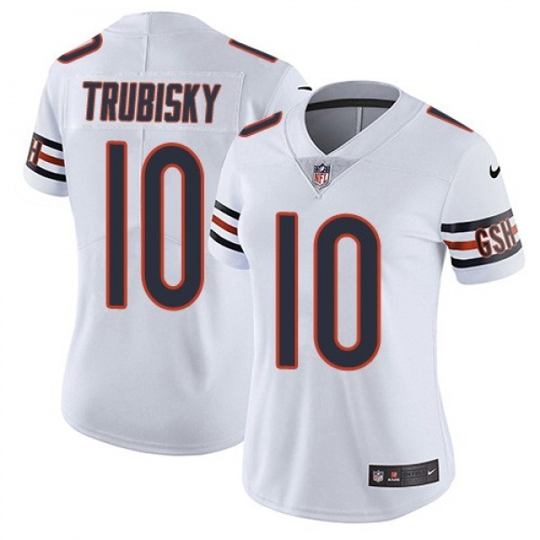 Women's Bears #10 Mitchell Trubisky White Stitched NFL Vapor Untouchable Limited Jersey