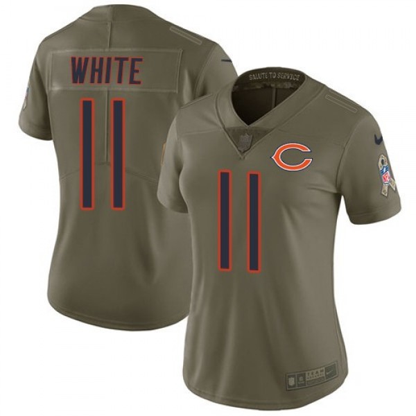 Women's Bears #11 Kevin White Olive Stitched NFL Limited 2017 Salute to Service Jersey