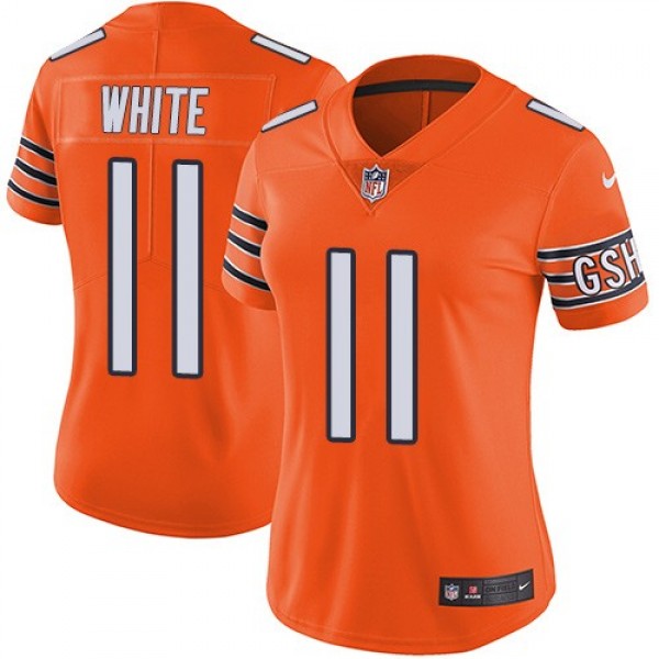 Women's Bears #11 Kevin White Orange Stitched NFL Limited Rush Jersey