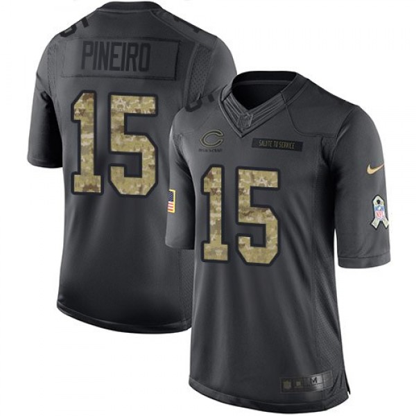 Nike Bears #15 Eddy Pineiro Black Men's Stitched NFL Limited 2016 Salute to Service Jersey