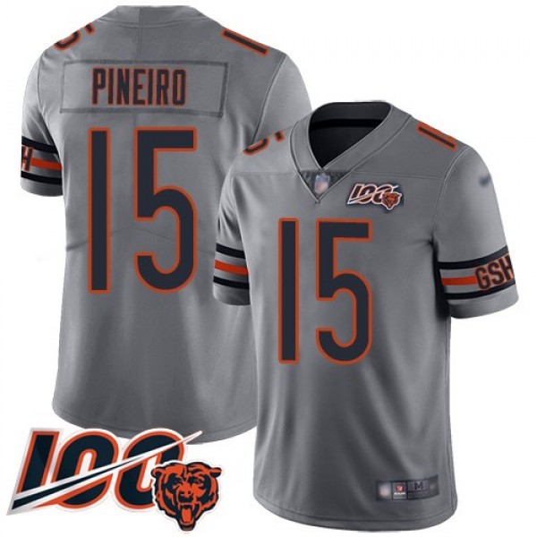 Nike Bears #15 Eddy Pineiro Silver Men's Stitched NFL Limited Inverted Legend 100th Season Jersey
