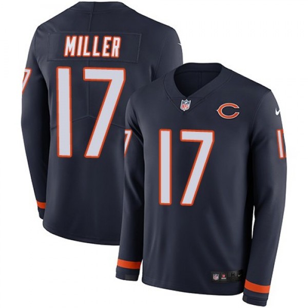 Nike Bears #17 Anthony Miller Navy Blue Team Color Men's Stitched NFL Limited Therma Long Sleeve Jersey
