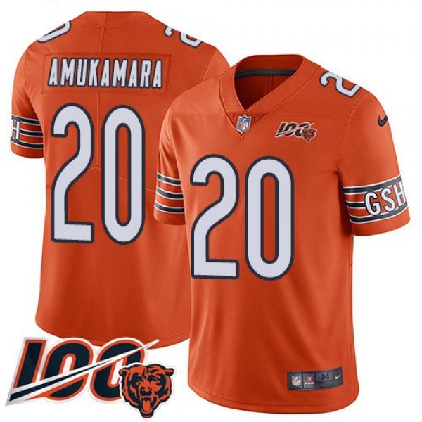Nike Bears #20 Prince Amukamara Orange Men's 100th Season Stitched NFL Limited Rush Jersey