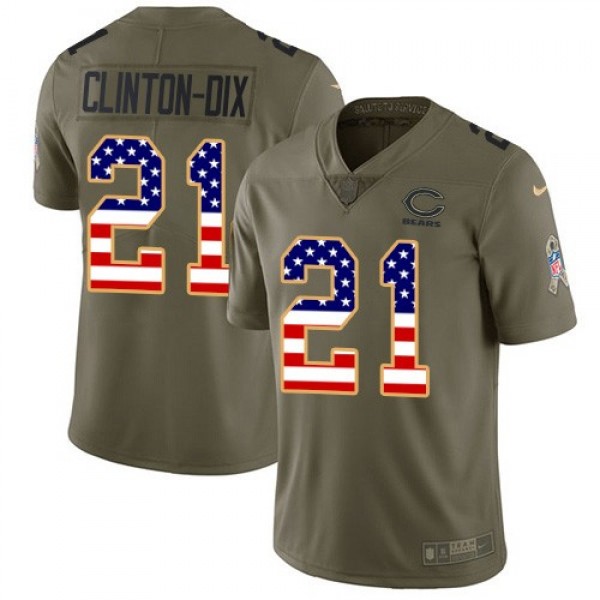 Nike Bears #21 Ha Ha Clinton-Dix Olive/USA Flag Men's Stitched NFL Limited 2017 Salute To Service Jersey