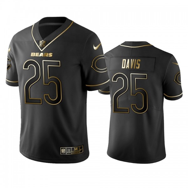 Nike Bears #25 Mike Davis Black Golden Limited Edition Stitched NFL Jersey