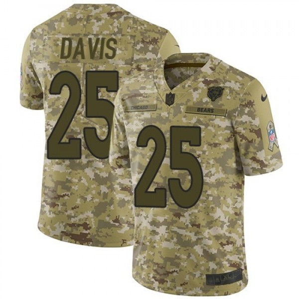 Nike Bears #25 Mike Davis Camo Men's Stitched NFL Limited 2018 Salute To Service Jersey