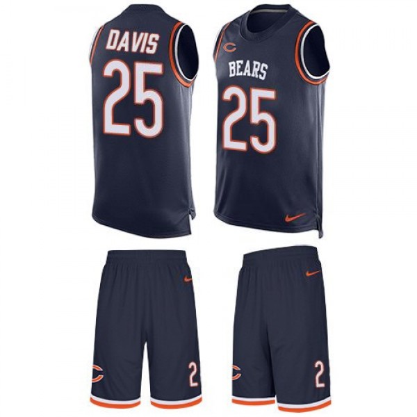 Nike Bears #25 Mike Davis Navy Blue Team Color Men's Stitched NFL Limited Tank Top Suit Jersey