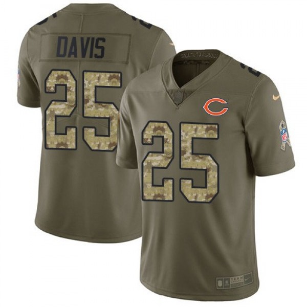 Nike Bears #25 Mike Davis Olive/Camo Men's Stitched NFL Limited 2017 Salute To Service Jersey