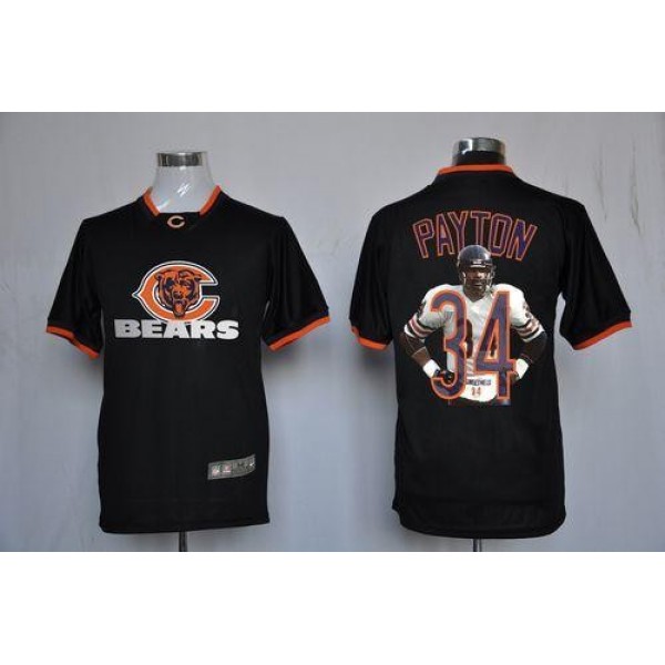 Nike Bears #34 Walter Payton Black Men's NFL Game All Star Fashion Jersey