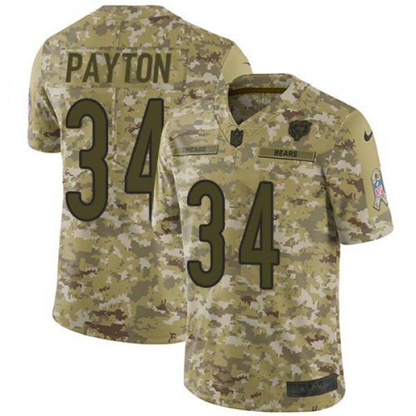 Nike Bears #34 Walter Payton Camo Men's Stitched NFL Limited 2018 Salute To Service Jersey
