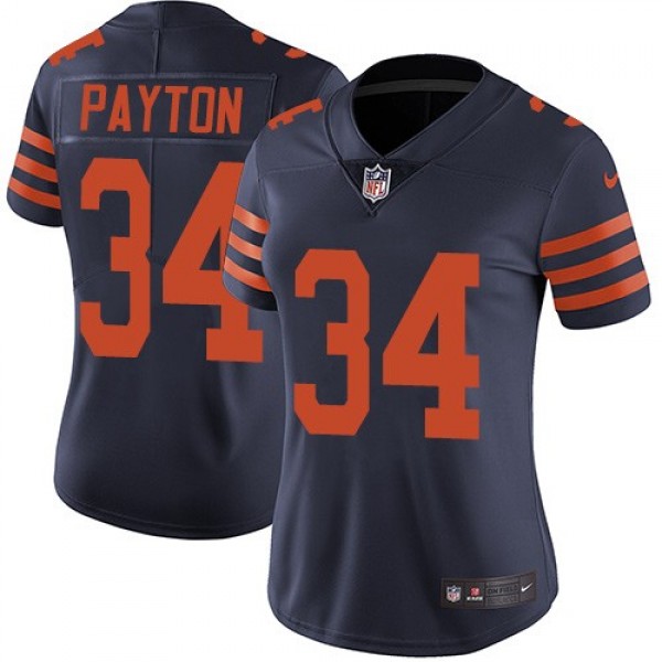 Women's Bears #34 Walter Payton Navy Blue Alternate Stitched NFL Vapor Untouchable Limited Jersey
