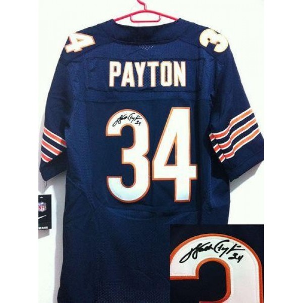 Nike Bears #34 Walter Payton Navy Blue Team Color Men's Stitched NFL Elite Autographed Jersey