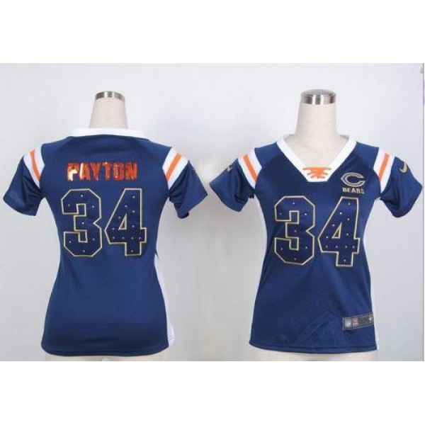 Women's Bears #34 Walter Payton Navy Blue Team Color Stitched NFL Elite Draft Him Shimmer Jersey