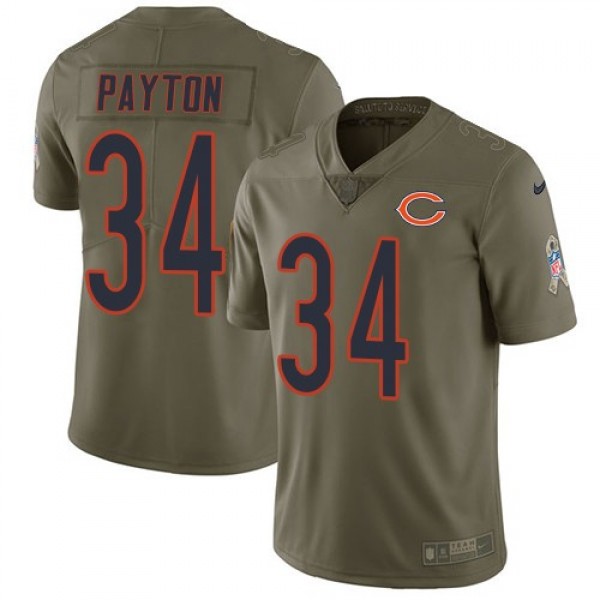 Nike Bears #34 Walter Payton Olive Men's Stitched NFL Limited 2017 Salute To Service Jersey