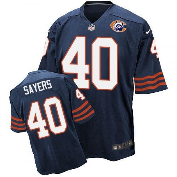 Nike Bears #40 Gale Sayers Navy Blue Throwback Men's Stitched NFL Elite Jersey