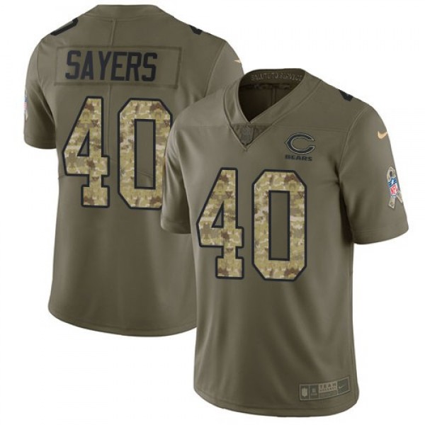 Nike Bears #40 Gale Sayers Olive/Camo Men's Stitched NFL Limited 2017 Salute To Service Jersey