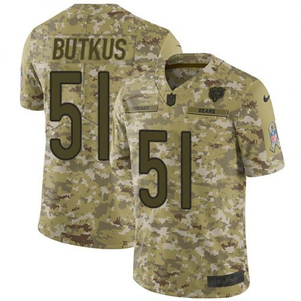Nike Bears #51 Dick Butkus Camo Men's Stitched NFL Limited 2018 Salute To Service Jersey