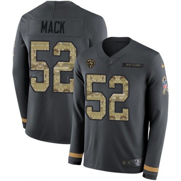 Nike Bears #52 Khalil Mack Anthracite Salute to Service Men's Stitched NFL Limited Therma Long Sleeve Jersey