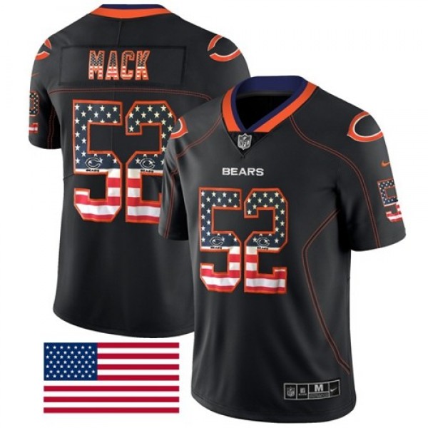 Nike Bears #52 Khalil Mack Black Men's Stitched NFL Limited Rush USA Flag Jersey