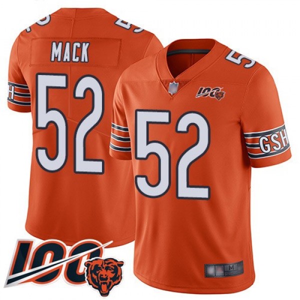 Nike Bears #52 Khalil Mack Orange Men's Stitched NFL Limited Rush 100th Season Jersey