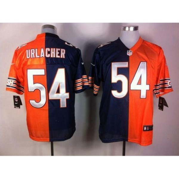 Nike Bears #54 Brian Urlacher Navy Blue/Orange Men's Stitched NFL Elite Split Jersey