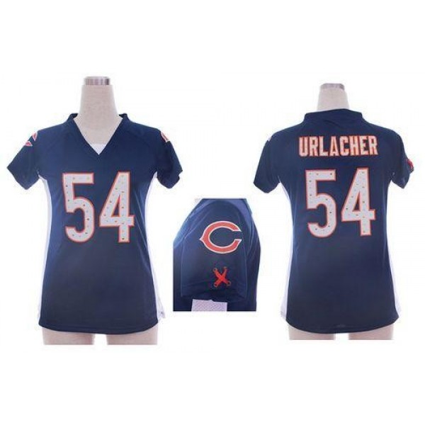 Women's Bears #54 Brian Urlacher Navy Blue Team Color Draft Him Name Number Top Stitched NFL Elite Jersey