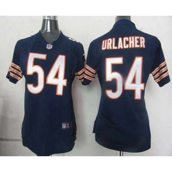 Women's Bears #54 Brian Urlacher Navy Blue Team Color Stitched NFL Elite Jersey