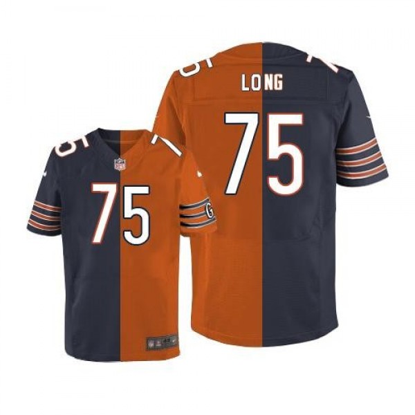 Nike Bears #75 Kyle Long Navy Blue/Orange Men's Stitched NFL Elite Split Jersey