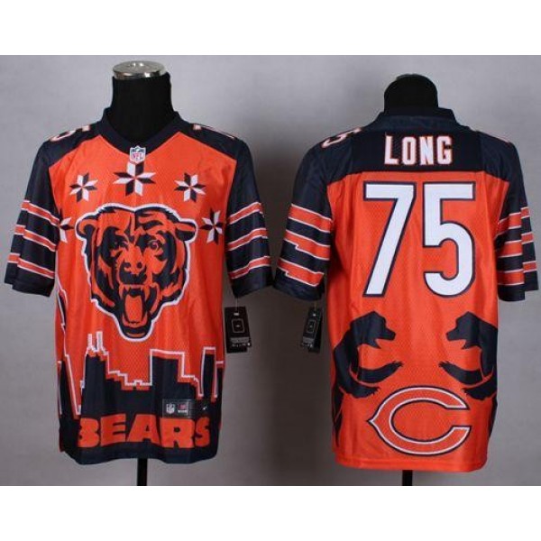 Nike Bears #75 Kyle Long Orange Men's Stitched NFL Elite Noble Fashion Jersey