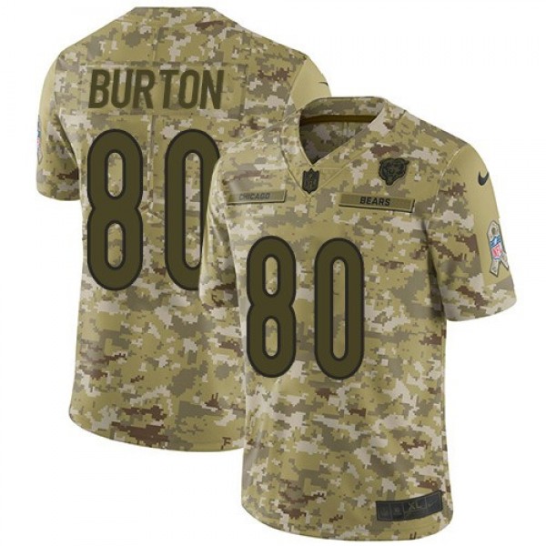 Nike Bears #80 Trey Burton Camo Men's Stitched NFL Limited 2018 Salute To Service Jersey