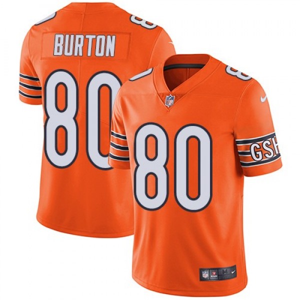 Nike Bears #80 Trey Burton Orange Men's Stitched NFL Limited Rush Jersey
