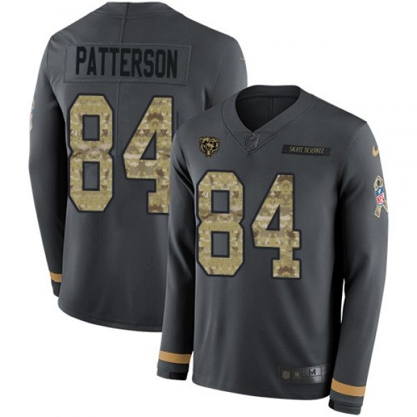 Nike Bears #84 Cordarrelle Patterson Anthracite Salute to Service Men's Stitched NFL Limited Therma Long Sleeve Jersey