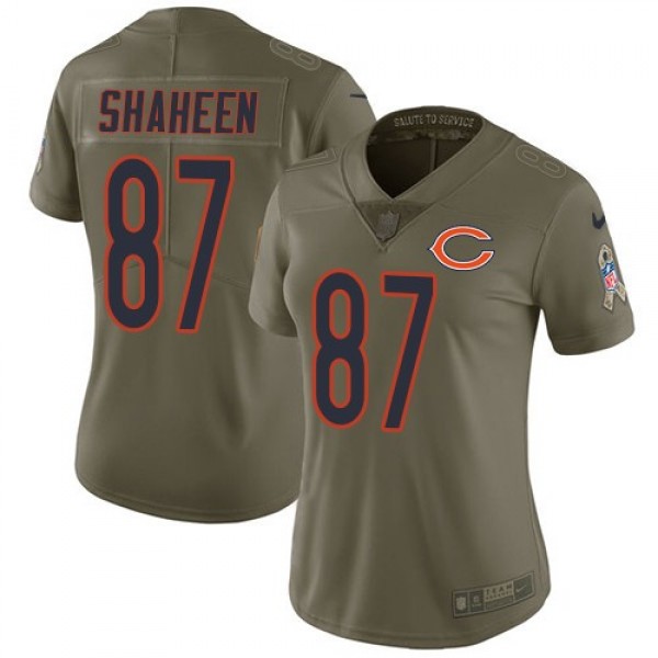 Women's Bears #87 Adam Shaheen Olive Stitched NFL Limited 2017 Salute to Service Jersey