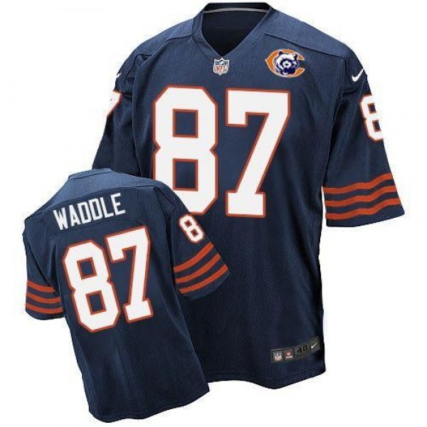 Nike Bears #87 Tom Waddle Navy Blue Throwback Men's Stitched NFL Elite Jersey
