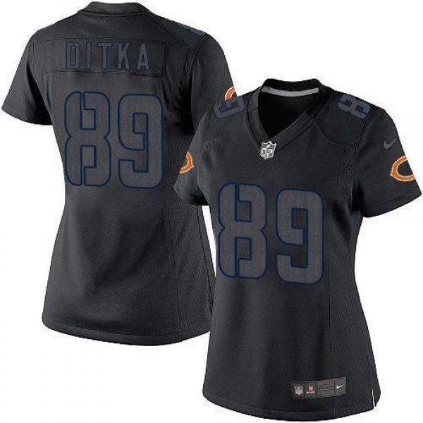 Women's Bears #89 Mike Ditka Black Impact Stitched NFL Limited Jersey
