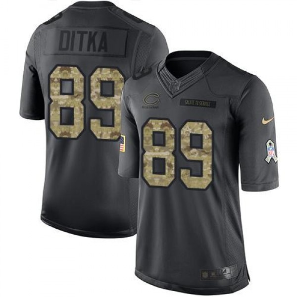 Nike Bears #89 Mike Ditka Black Men's Stitched NFL Limited 2016 Salute to Service Jersey