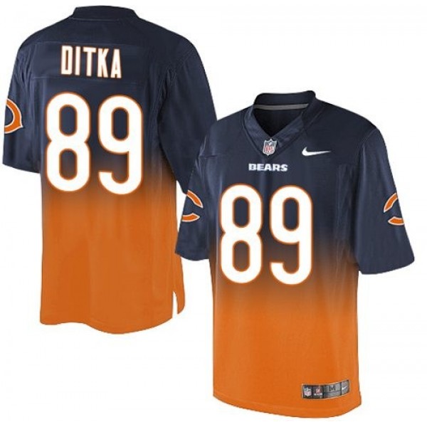 Nike Bears #89 Mike Ditka Navy Blue/Orange Men's Stitched NFL Elite Fadeaway Fashion Jersey