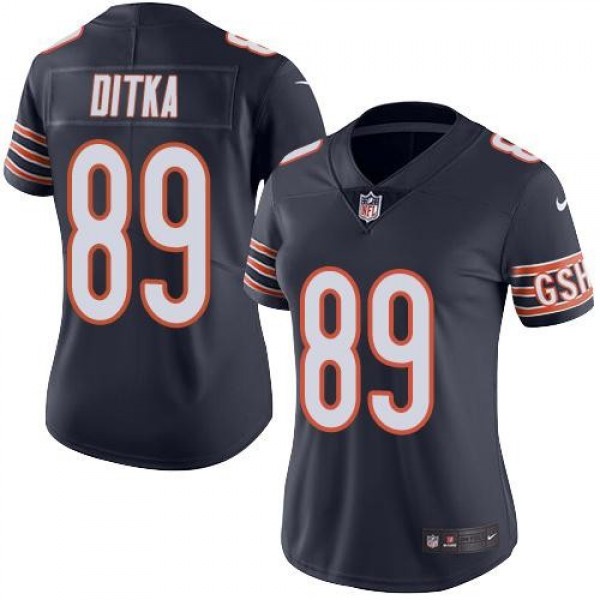 Women's Bears #89 Mike Ditka Navy Blue Team Color Stitched NFL Vapor Untouchable Limited Jersey